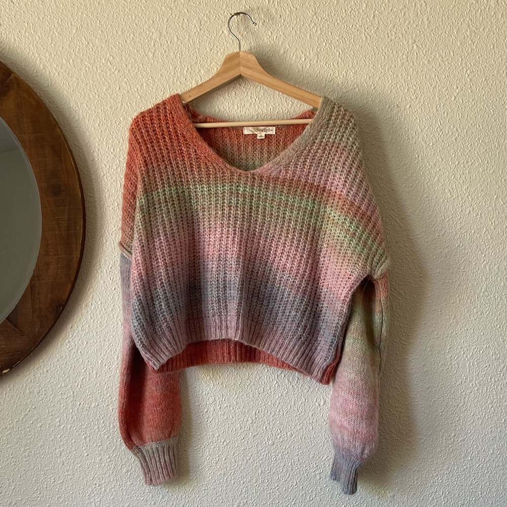 Rewind, bubble sleeve, size L, woven, multicolored, crop sweater